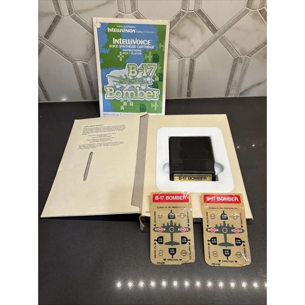 B17-Bomber Intellivision Cartridge Box w/manual and overlays 1982 Intellivoice